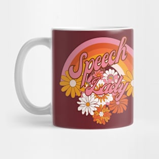 Speech Lady rainbow flowers Mug